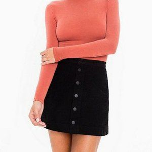 American Apparel Corduroy Button Front A-Line Mini Skirt